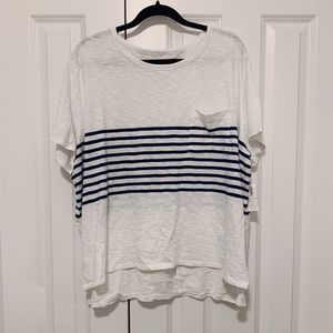 NAVY AND WHITE STRIPED TEE